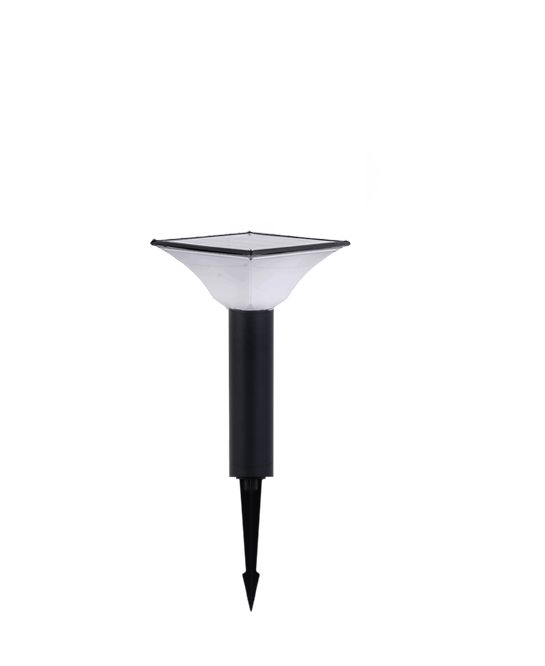 Square opaque lamp head and pointed ground stake