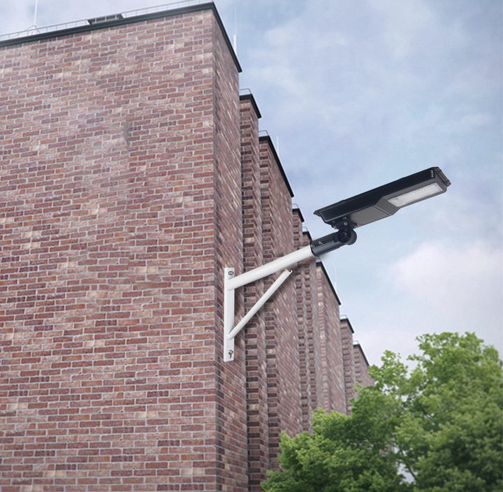Illustration of a street light on a braced wall arm.
