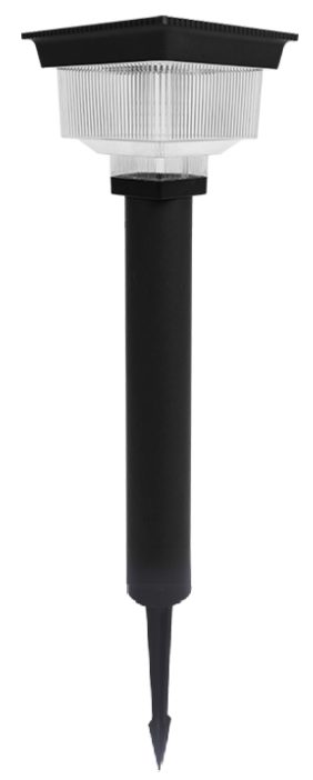 Square-top ribbed lamp on a stem and pointed ground spike
