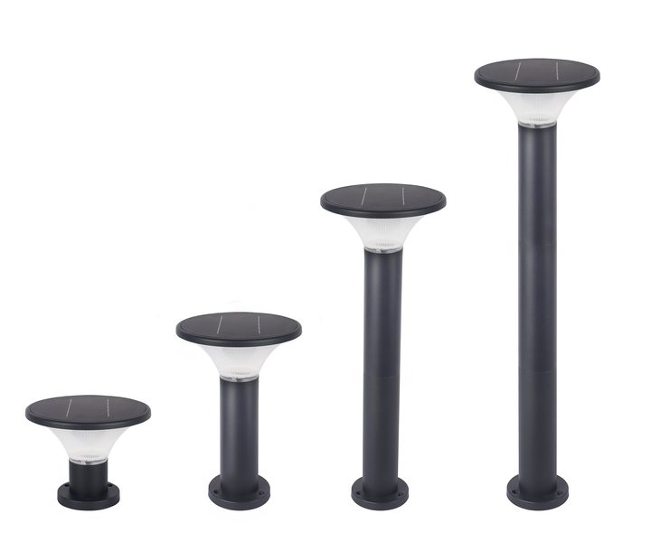 Ribbed round pedestal and upright lamp forms with flange bases, pictured together (illustration).