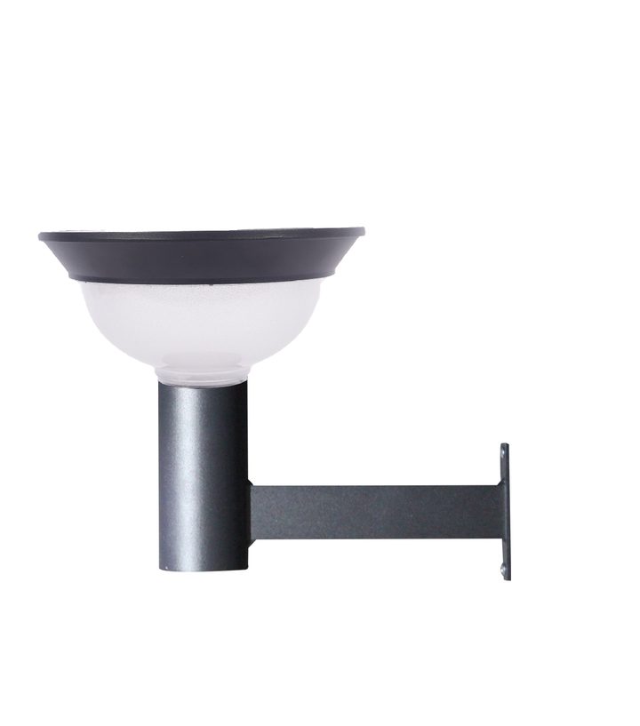 Bowl-shaped lamp form with a wall bracket.