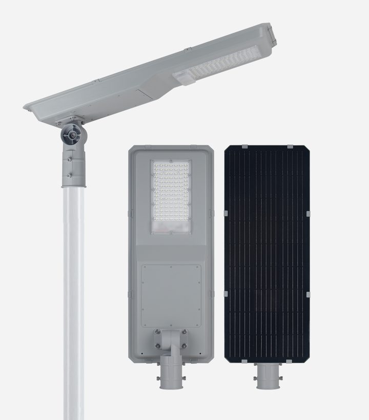 Pole-mounted street-light illustration with front and rear views.