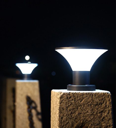 SG-1 garden light installed beside a walkway